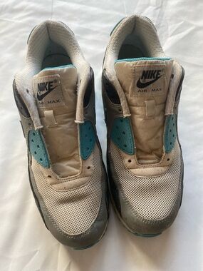 Nike Air Max Sneakers in White, Gray & Aqua Accents